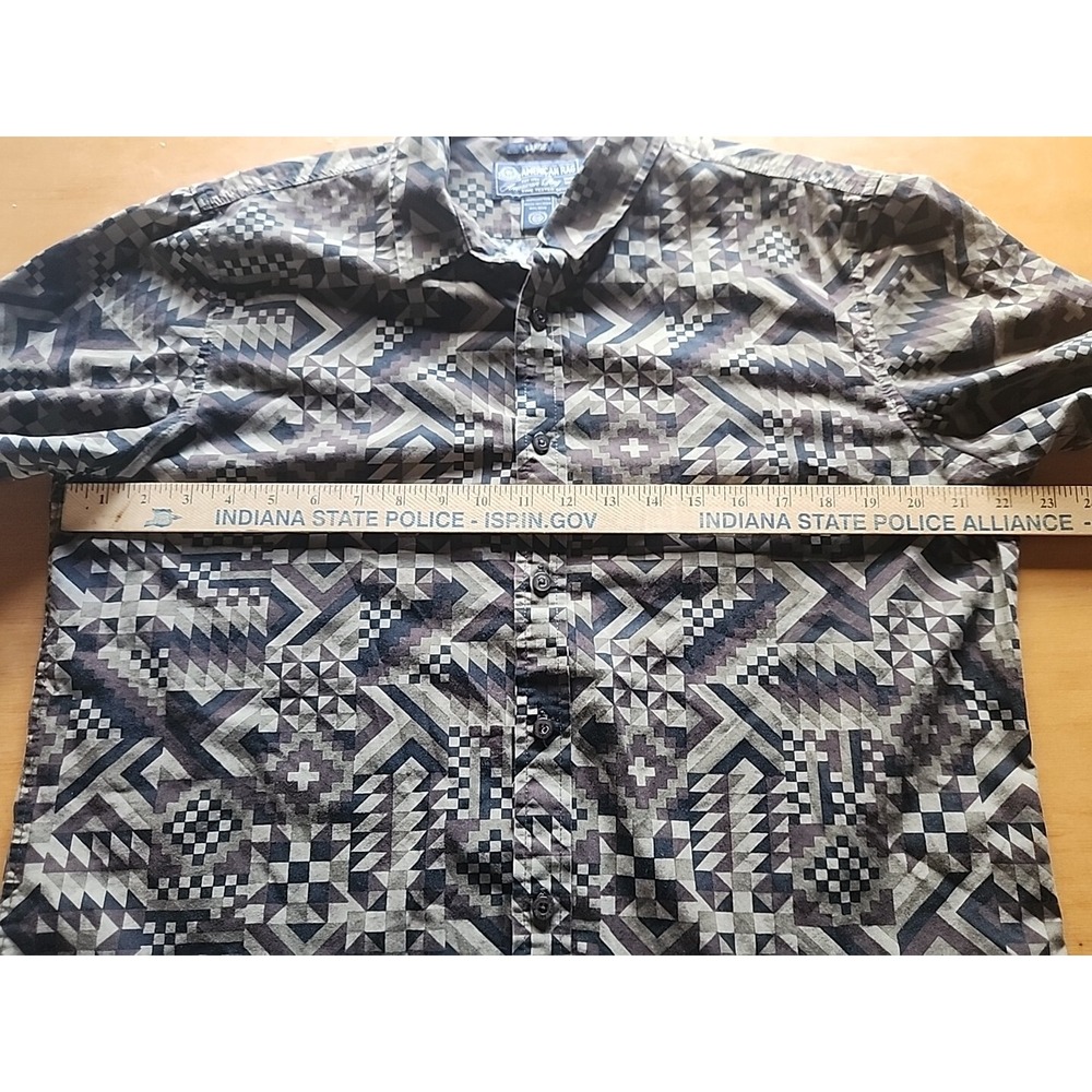 American Rag Shirt‎ Mens Size L Aztec Button Brown Beige Black All Over Print - Picture 4 of 6